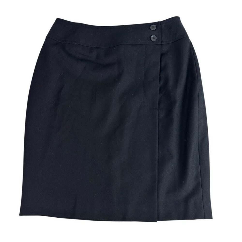 Lord & Taylor 6P Wrap Skirt Wool Navy